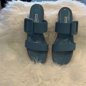 Manolo Blahnik sandals.